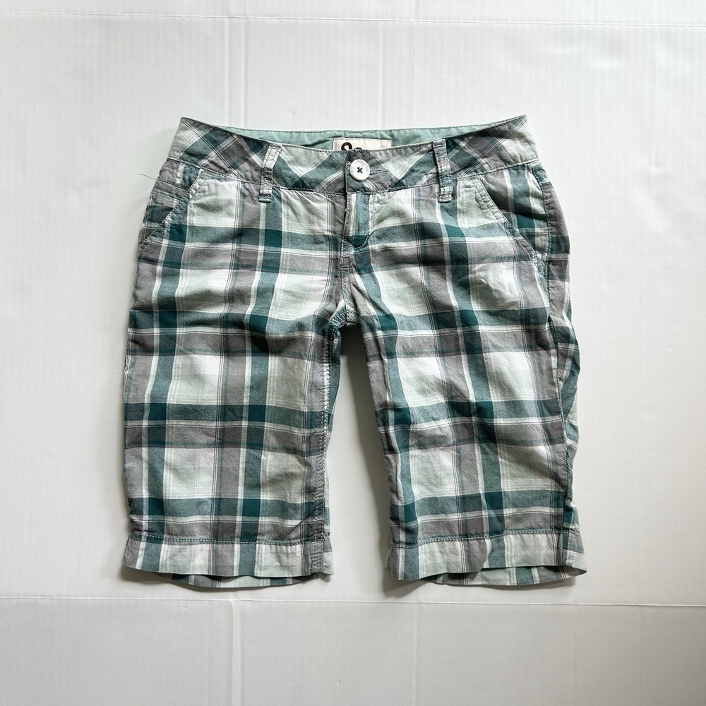 2000s Pastel Plaid Low Rise Cargo Shorts Y2K Playground Prep Indie Coastal Surf